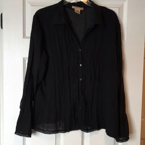 Very pretty sheer button up black blouse. XL.